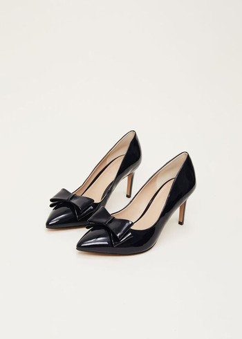 Phase Eight Patent Bow Court Heels Navy Canada | PUJBZW-247